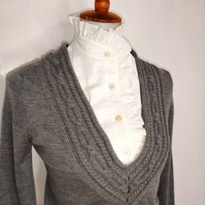 Tory Burch Gray V-Neck Sweater